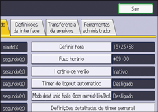 Ilustração da tela do painel de operação