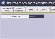 Ilustração da tela do painel de operação