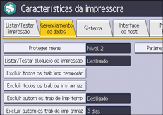 Ilustração da tela do painel de operação