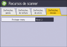 Ilustração da tela do painel de operação