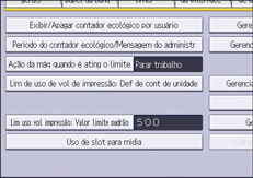 Ilustração da tela do painel de operação