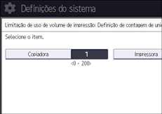 Ilustração da tela do painel de operação