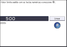 Ilustração da tela do painel de operação