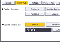 Ilustração da tela do painel de operação
