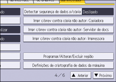 Ilustração da tela do painel de operação