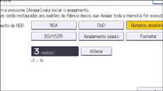 Ilustração da tela do painel de operação