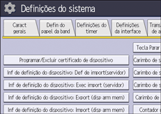 Ilustração da tela do painel de operação