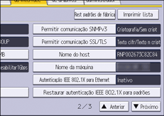 Ilustração da tela do painel de operação