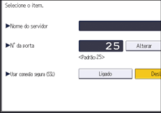 Ilustração da tela do painel de operação