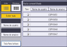 Ilustração da tela do painel de operação
