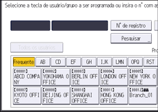 Ilustração da tela do painel de operação
