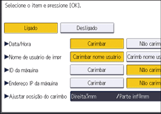 Ilustração da tela do painel de operação
