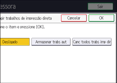 Ilustração da tela do painel de operação