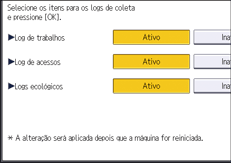 Ilustração da tela do painel de operação