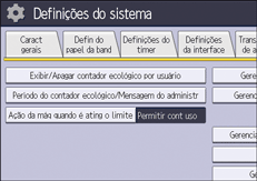 Ilustração da tela do painel de operação