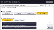 Ilustração da tela do painel de operação