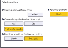 Ilustração da tela do painel de operação