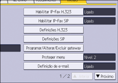 Ilustração da tela do painel de operação