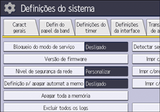 Ilustração da tela do painel de operação