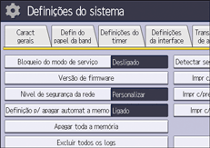 Ilustração da tela do painel de operação