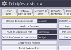Ilustração da tela do painel de operação