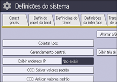 Ilustração da tela do painel de operação