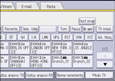 Ilustração da tela do painel de operação