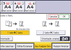 Ilustração da tela do painel de operação