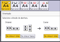 Ilustração da tela do painel de operação