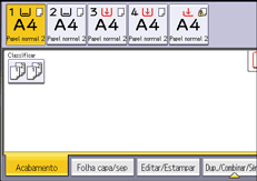 Ilustração da tela do painel de operação