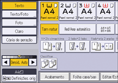 Ilustração da tela do painel de operação
