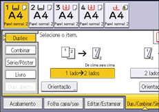 Ilustração da tela do painel de operação