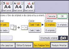 Ilustração da tela do painel de operação