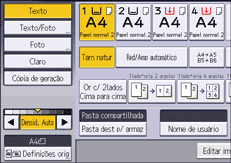 Ilustração da tela do painel de operação