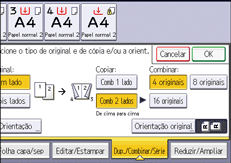 Ilustração da tela do painel de operação