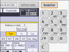 Ilustração da tela do painel de operação