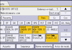 Ilustração da tela do painel de operação