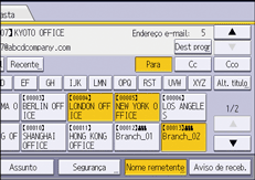 Ilustração da tela do painel de operação