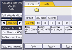 Ilustração da tela do painel de operação