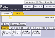Ilustração da tela do painel de operação