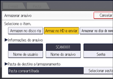 Ilustração da tela do painel de operação