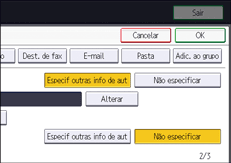 Ilustração da tela do painel de operação