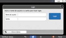 Ilustração da tela do painel de operação