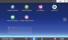 Ilustração da tela do painel de operação