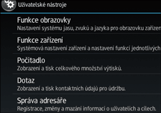 Ilustrace displeje ovládacího panelu