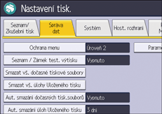 Ilustrace displeje ovládacího panelu