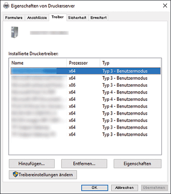 Abbildung Treiberbildschirm