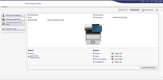 Webbrowser-Bildschirmdarstellung