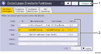 Nummerierte Abbildung Bedienfeld-Display