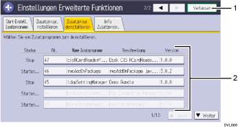 Nummerierte Abbildung Bedienfeld-Display